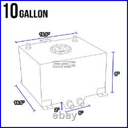 10 Gallon/38l Blue Aluminum Fuel Cell Gas Tank+level Sender+steel Oil Feed Kit
