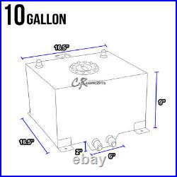 10 Gallon/38l Lightweight Black Coated Aluminum Gas Fuel Cell Tank+level Sender