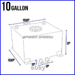 10 Gallon/38l Polished Aluminum Fuel Cell Tank+level Sender+nylon Fuel Line Kit