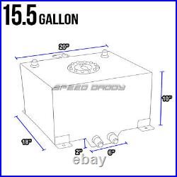 15.5 Gallon/59l Black Aluminum Fuel Cell Tank+level Sender+steel Fuel Line Kit