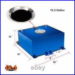 15.5 Gallon Lightweight Aluminum Blue Fuel Cell/Gas Tank+Level Sender Polish Cap
