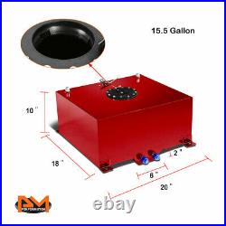 15.5 Gallon Lightweight Aluminum Red Fuel Cell/Gas Tank+Level Sender Black Cap