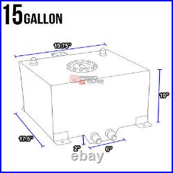 15 Gallon/56.8l Racing Aluminum Gas Fuel Cell Tank+level Sender 19.75x17.5x10