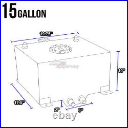 15 Gallon/57l Black Aluminum Fuel Cell Gas Tank+level Sender+nylon Oil Feed Kit