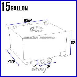 15 Gallon/57l Polished Aluminum Fuel Cell Tank+level Sender+nylon Fuel Line Kit