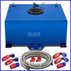 15 Gallon Blue Aluminum Fuel Cell Gas Tank+cap+level Sender+steel Oil Feed Kit