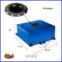15 Gallon Lightweight Aluminum Blue Fuel Cell/Gas Tank+Level Sender Black Cap