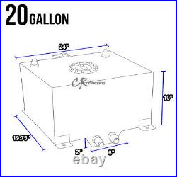 20 Gallon/75.7l Lightweight Polished Aluminum Gas Fuel Cell Tank+level Sender