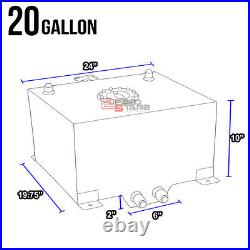 20 Gallon/76l Racing Black Aluminum Gas Fuel Cell Tank+level Sender 19.75x24x10