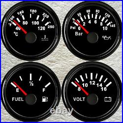 4 Gauge Set with senders Fuel Level Water Temperature Volts Oil Pressure 2/52mm