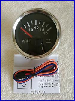 52mm 4 Gauge Set With Sender Fuel Level Water Temp Volt Oil Pressure Black 9-32V